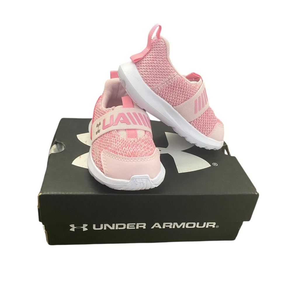 Under Armour Pink and White Knit Sneakers for Comfort